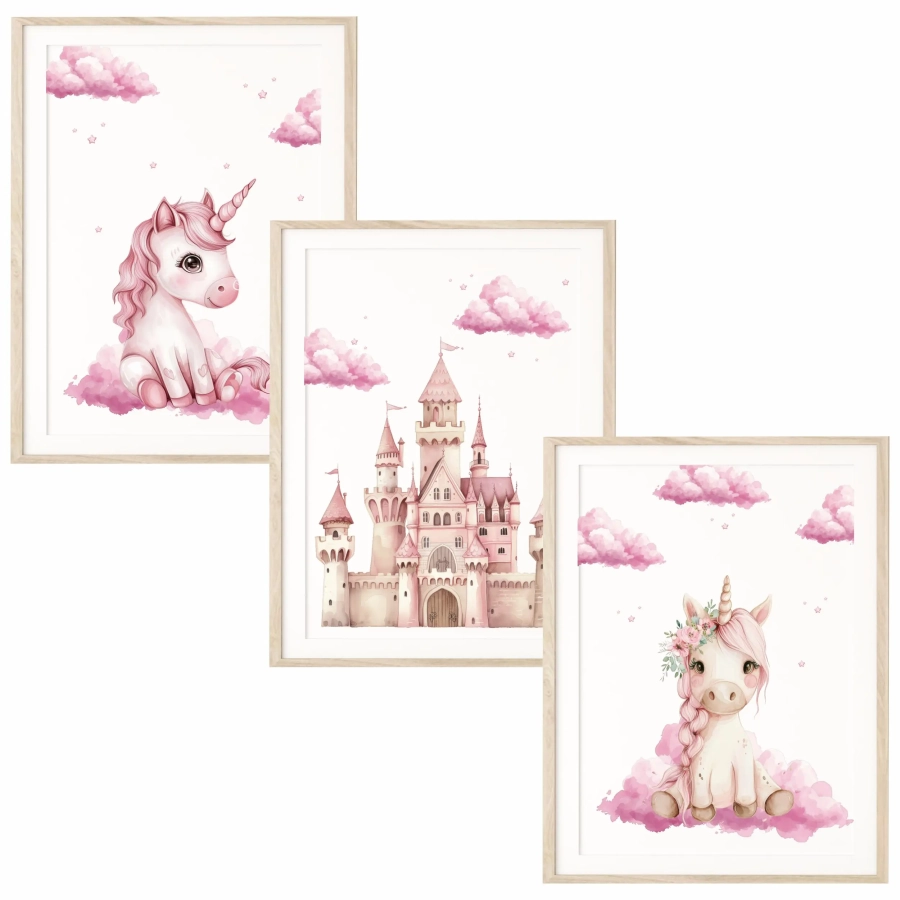 Tryptyk Magical Unicorn z zamkiem dla dziecka