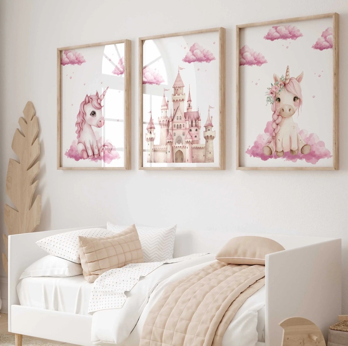 Zestaw 3 plakatów z jednorożcem i chmurkami