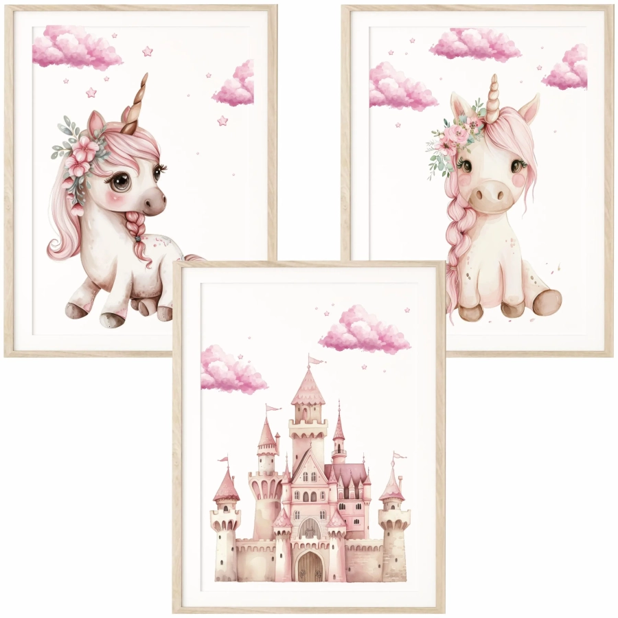 Magical unicorn – Tryptyk  Zestaw 3 Plakatów dla Dziewczynki Nr 2