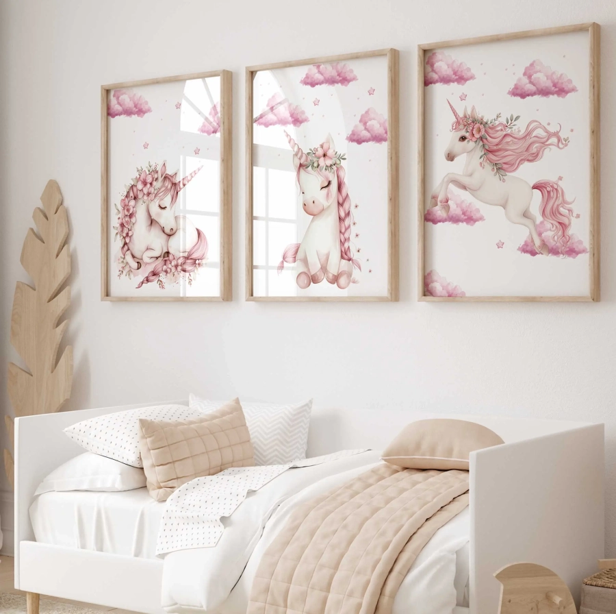 Plakat jednorożec różowy do pokoju dziewczynki