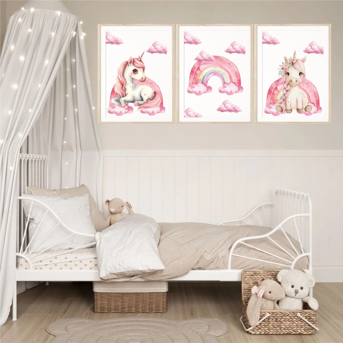 Pastelowe plakaty z jednorożcami na ścianę do pokoju dziecka