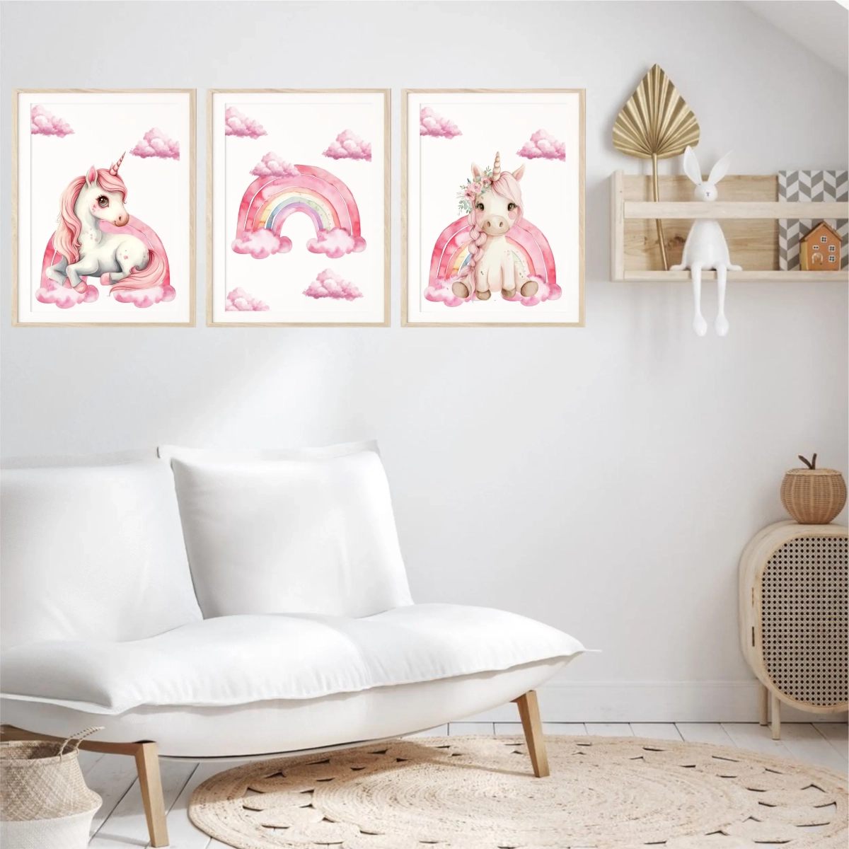 Tryptyk z jednorożcem  – plakaty do pokoju dziewczynki