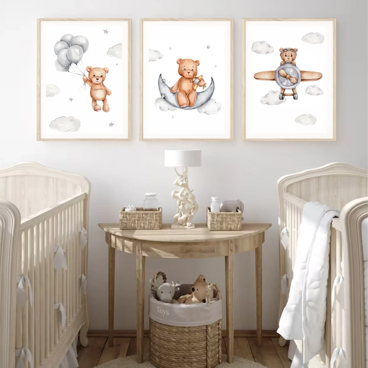 plakat miś na chmurce do pokoju dziecka