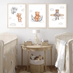 plakat miś na chmurce do pokoju dziecka