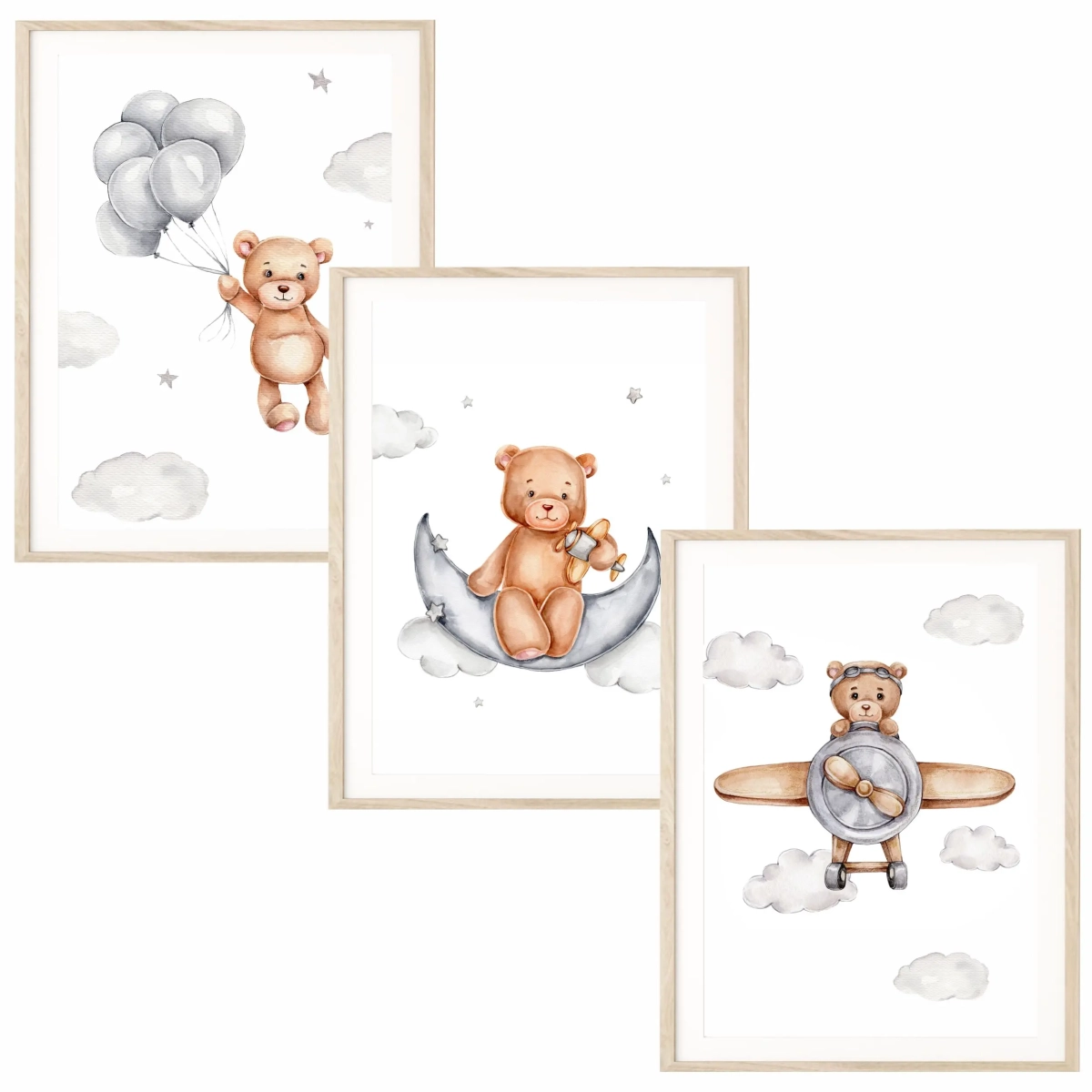 tryptyk z misiami na ścianę do pokoju dziecka