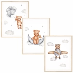 tryptyk z misiami na ścianę do pokoju dziecka