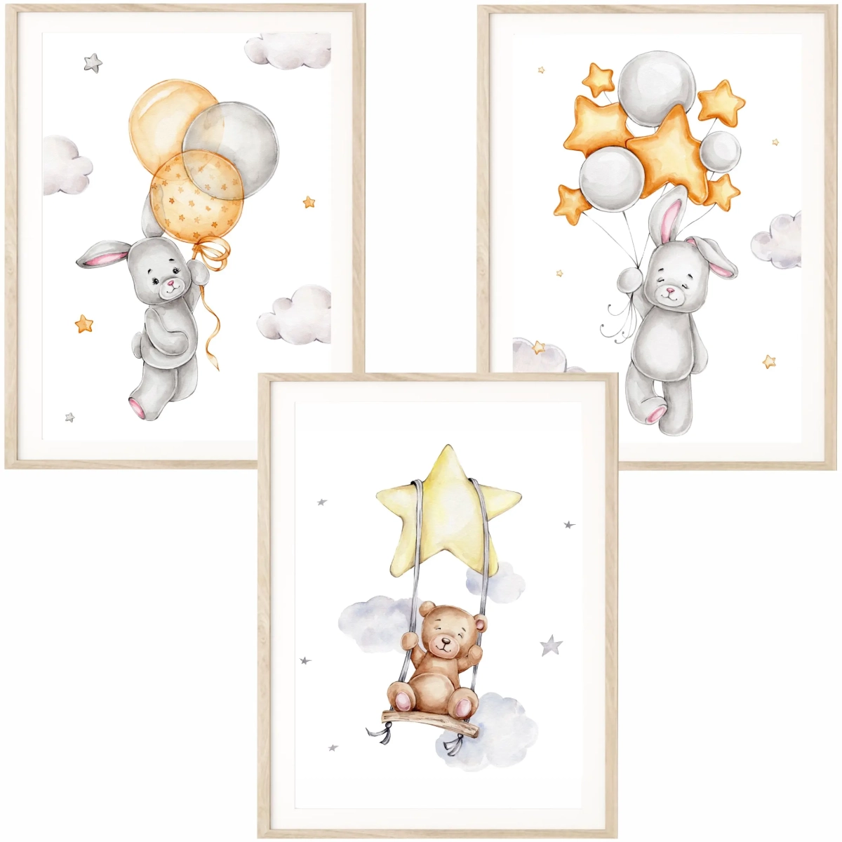 plakat zajączek z gwiazdkami dla dzieci