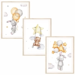 zestaw plakatów z misiem i zajączkiem pastelowe kolory