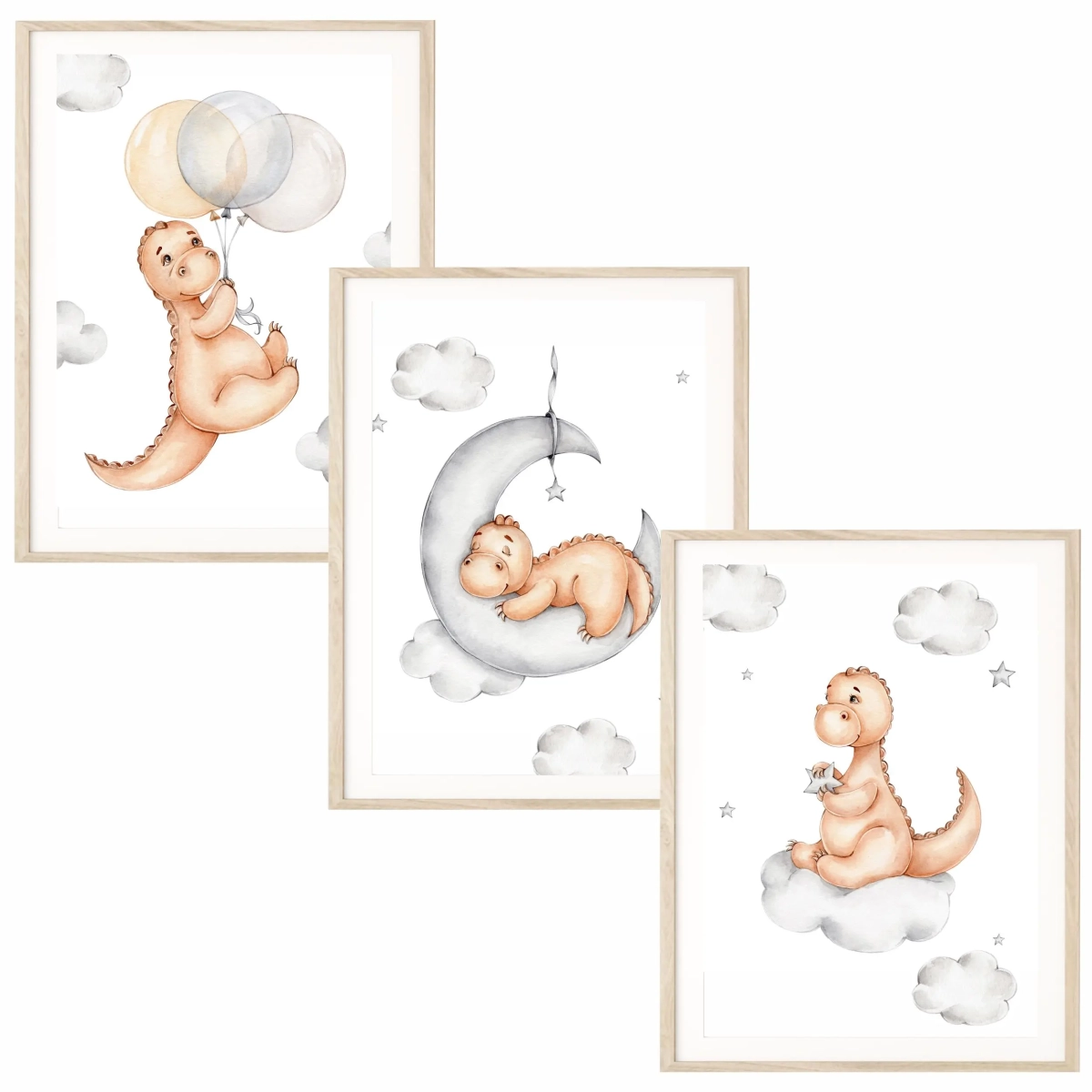 zestaw plakatów dinozaury na ścianę