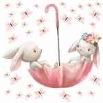 Naklejka króliczki i motylki – ozdoba ściany do pokoju dziewczynki