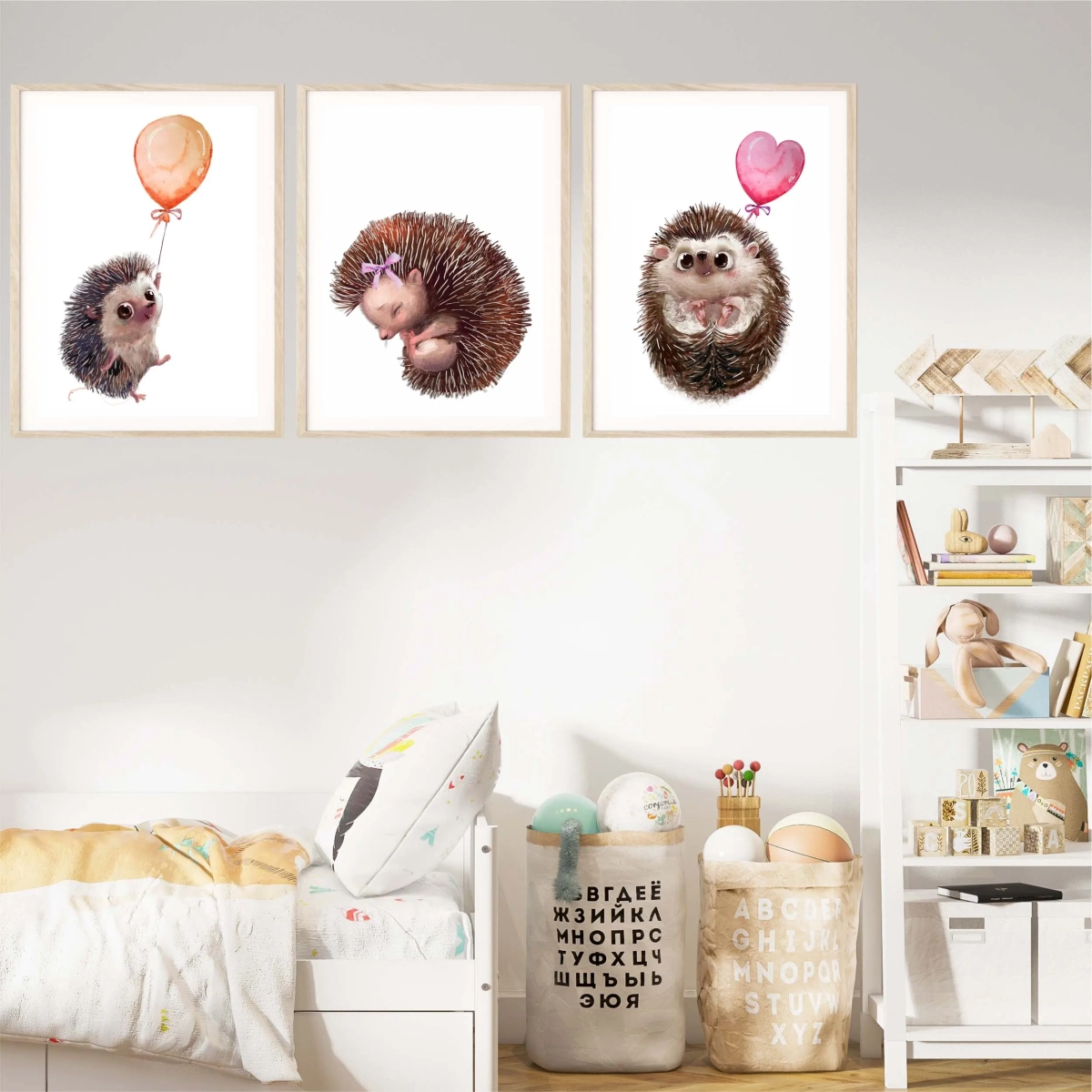 Pastelowe plakaty Jeżyki – delikatne ilustracje akwarelowe do pokoju dziecka | Mała Pracownia