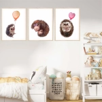 Pastelowe plakaty Jeżyki – delikatne ilustracje akwarelowe do pokoju dziecka | Mała Pracownia