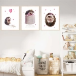 zestaw 3 plakatów dla dzieci z jeżykami