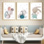 plakaty do pokoju dziecka – króliczki i myszka