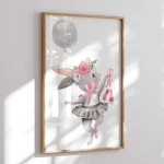 Plakat na ścianę z pastelowym króliczkiem i balonikiem