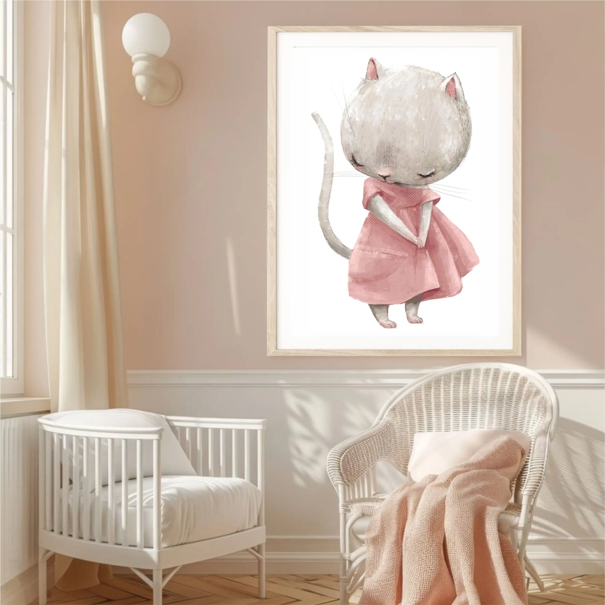 Pastelowy plakat Kotek w sukience – Mała Pracownia