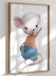 Pastelowy plakat Myszka w spódniczce – plakat dla dziewczynki | Mała Pracownia