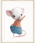 Plakat Myszka w spódniczce – pastelowa ilustracja dla dziewczynki | Mała Pracownia