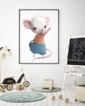 Pastelowy obrazek Myszka w spódniczce – plakat dla dziewczynki | Mała Pracownia