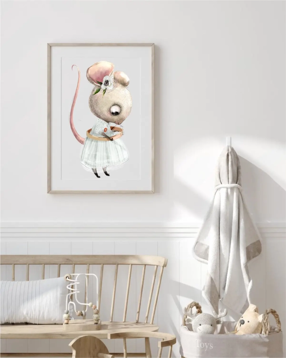 obrazek na ścianę myszka pastelowa ilustracja – Mała Pracownia