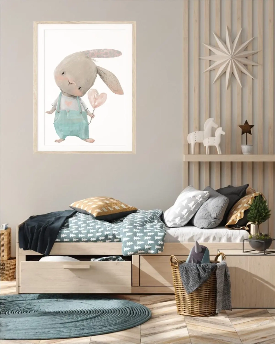 plakat króliczek z lizakiem do pokoju dziecka