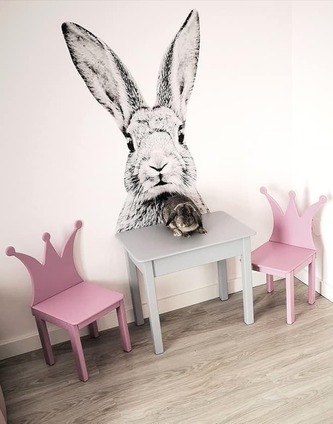 naklejka królik na ścianie w pokoju dziecka – realizacja w domu małej klientki