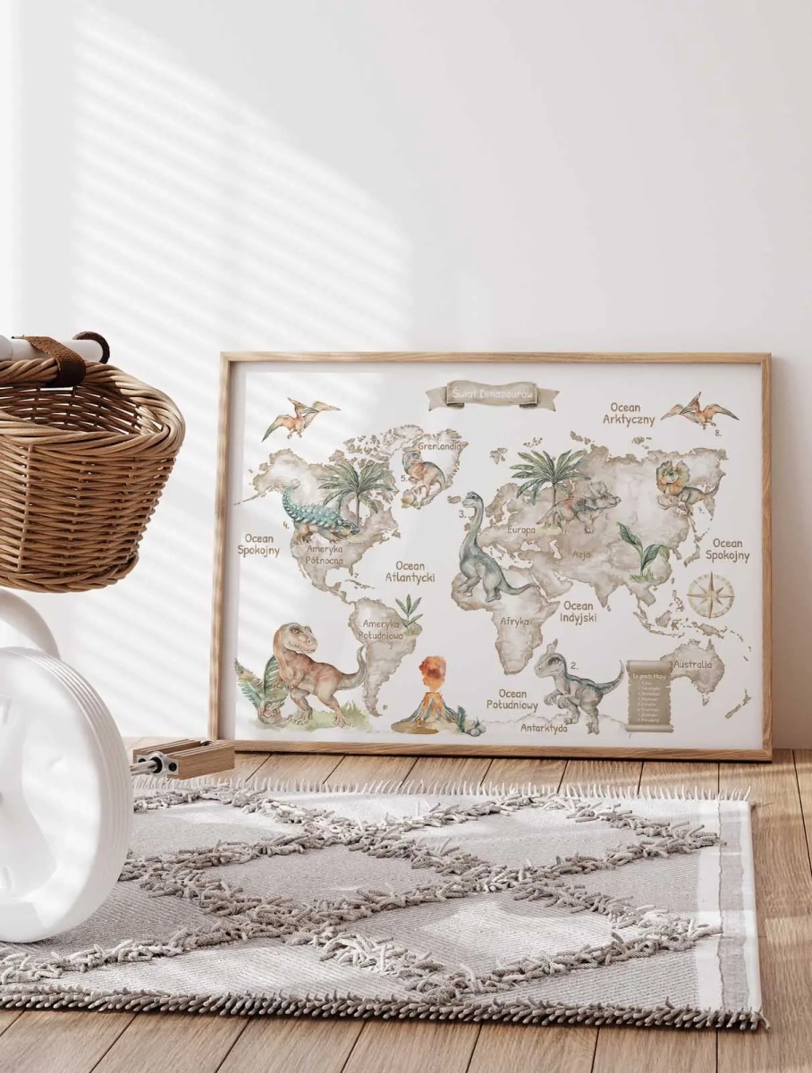 dinozaury na białym tle dekoracja ścienna dla dzieci