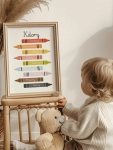 ilustracja z kredkami montessori do pokoju dziecięcego