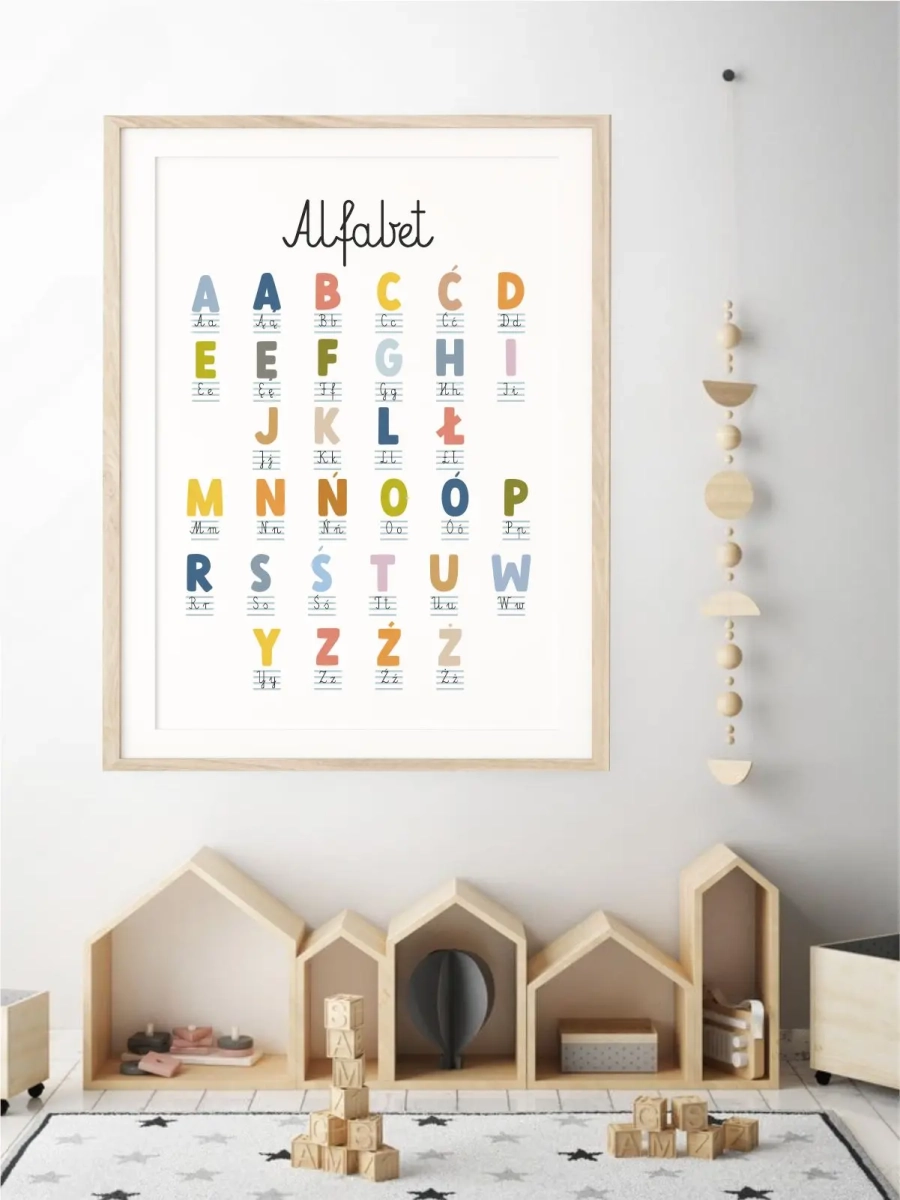 edukacyjny plakat z literami polskiego alfabetu