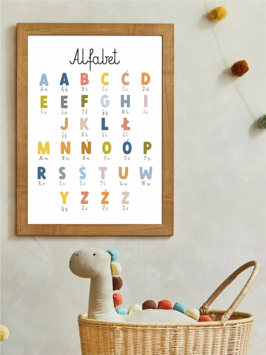 alfabet do nauki literek do pokoju dziecka