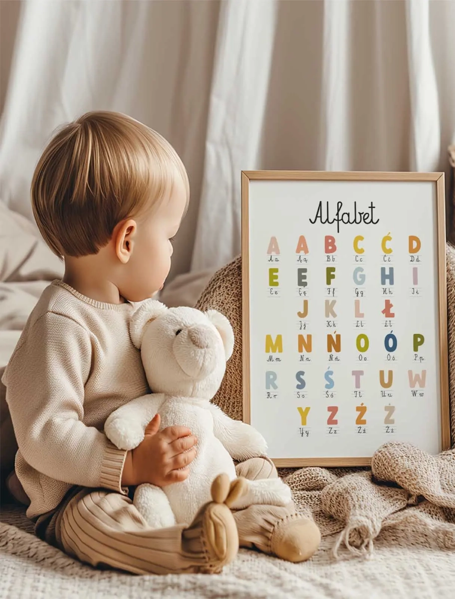alfabet do pokoju dziecięcego w stylu skandynawskim