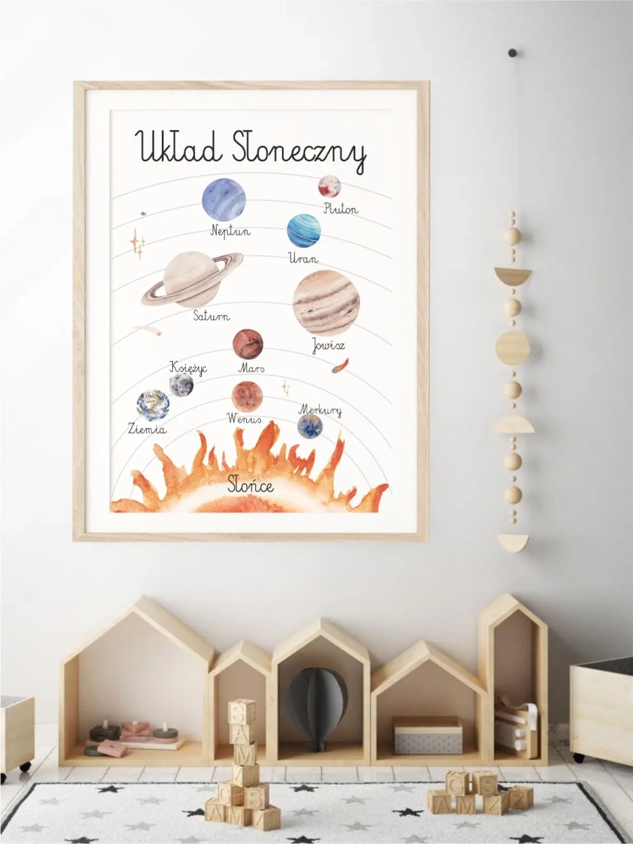 edukacyjny plakat do pokoju dziecka – kosmos i planety