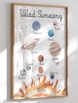 ilustracja układu słonecznego dla dzieci w stylu montessori