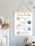 Plakat z ciekawostkami o planetach dla chłopca lub dziewczynki