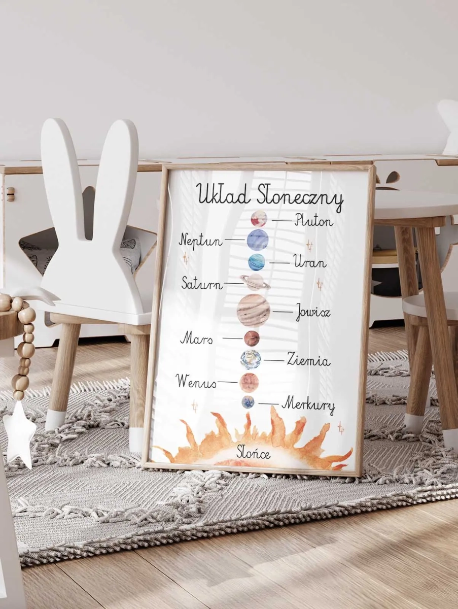 Plakat do pokoju dziecka z Układem Słonecznym