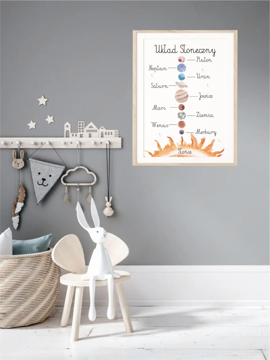Plakat edukacyjny z Układem Słonecznym dla dzieci