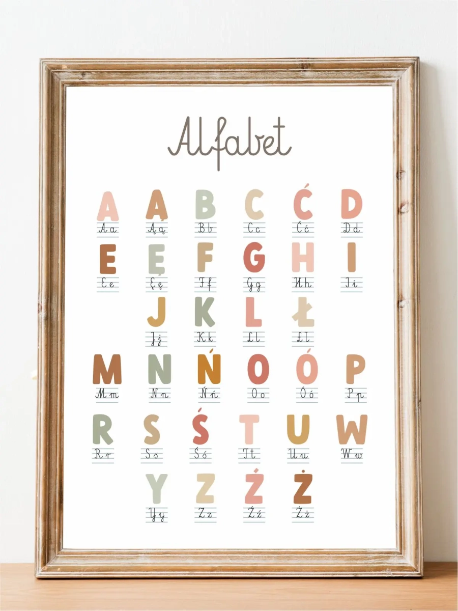 alfabet do nauki liter w pokoju dziecka