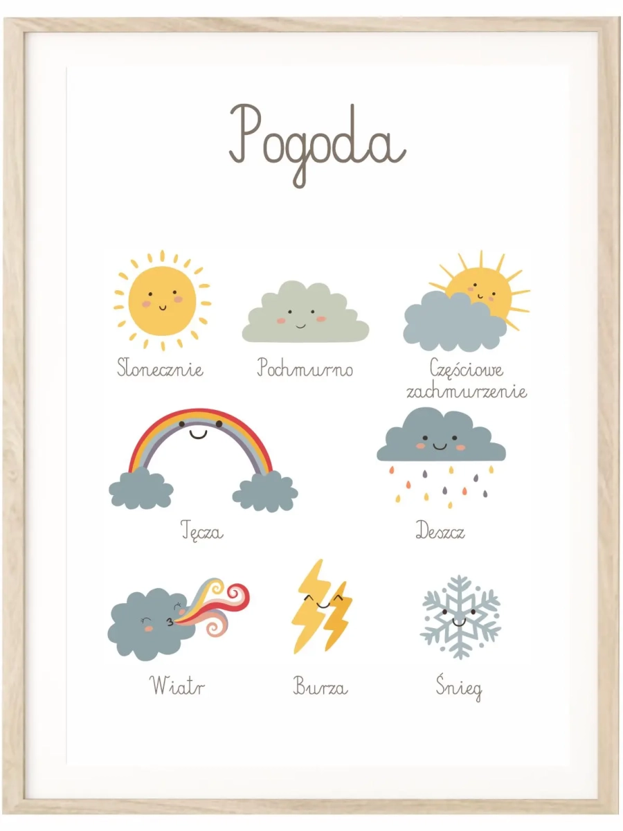 plakat pogoda montessori w stylu boho