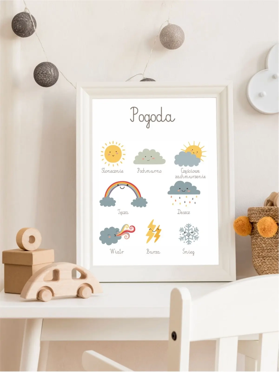 edukacyjny plakat z pogodą dla dzieci boho