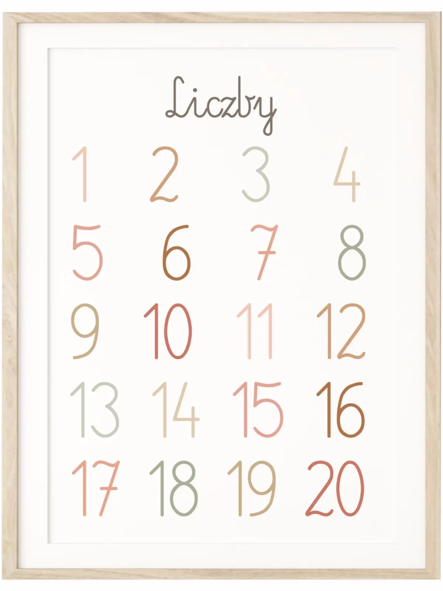 plakat liczby montessori boho dla dzieci