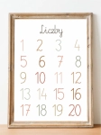 plakat edukacyjny liczby boho do pokoju dziecka