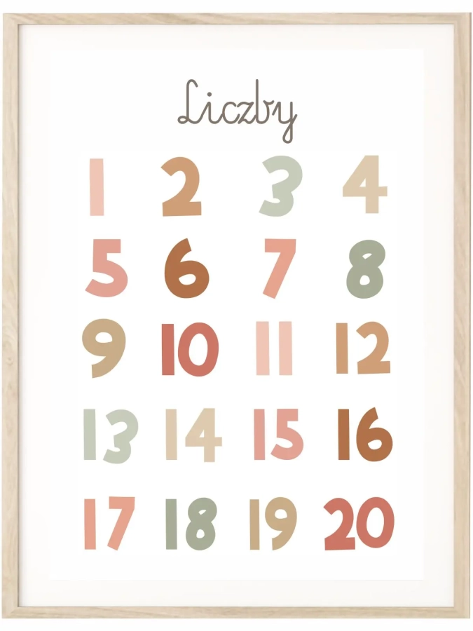 plakat liczby montessori boho wzór 2