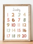 plakat liczby boho do nauki liczenia montessori