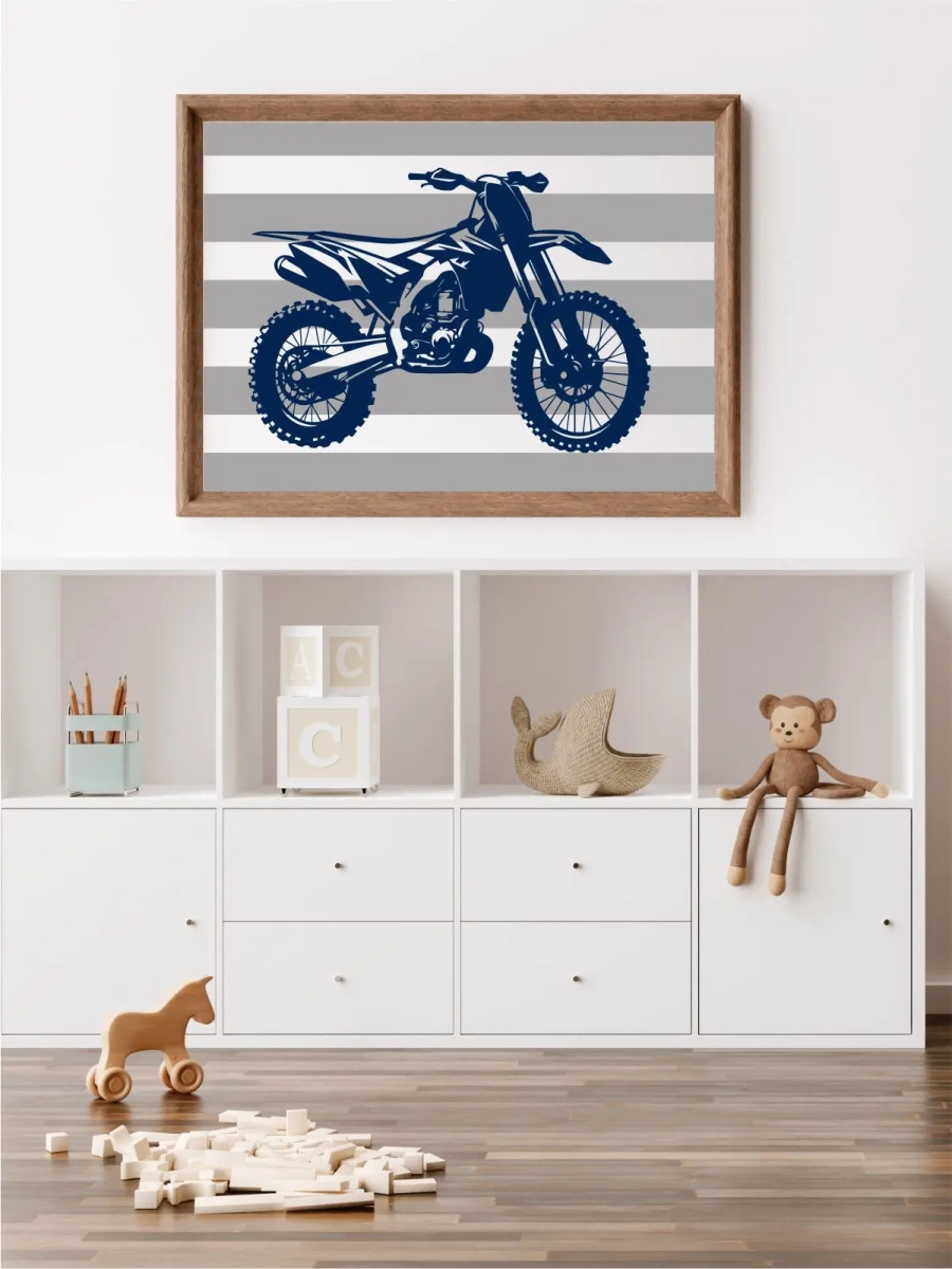 motocross granatowy plakat do pokoju chłopca