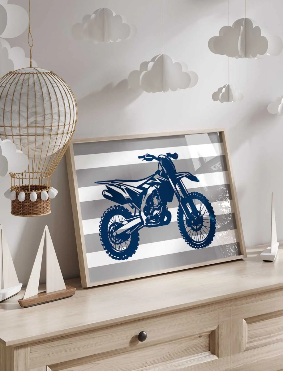 motocross granatowy plakat do pokoju chłopca na ścianę