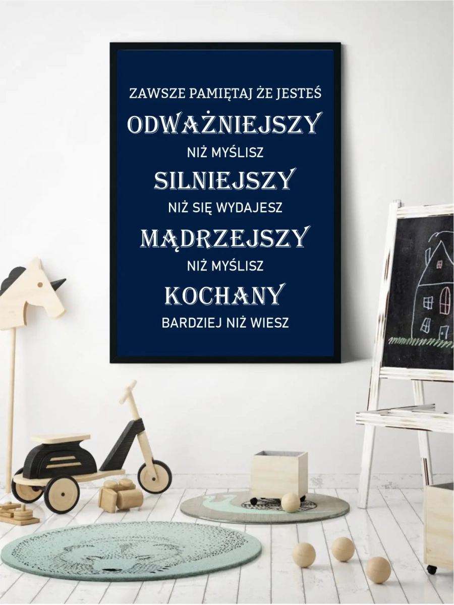 dekoracja z cytatem dla dziecka pokój chłopca