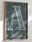 plakat litera A z imieniem dziecka – dekoracja pokoju chłopca