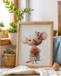 Plakat myszka akwarela w pokoju dziecka Mała Pracownia