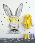Naklejka z królikiem w żółtych okularach do pokoju dziecka Mała Pracownia