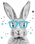 Królik w turkusowych okularach naklejka na ścianę dla dzieci Mała Pracownia